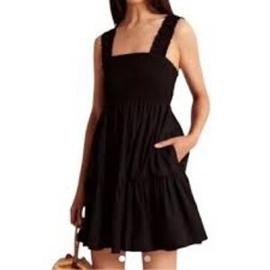 Abercrombie & Fitch Mini Smocked Bodice Tiered Black Dress